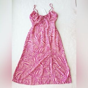 Sienna Sky New Tropical Print Dress in Magenta Pink NWT